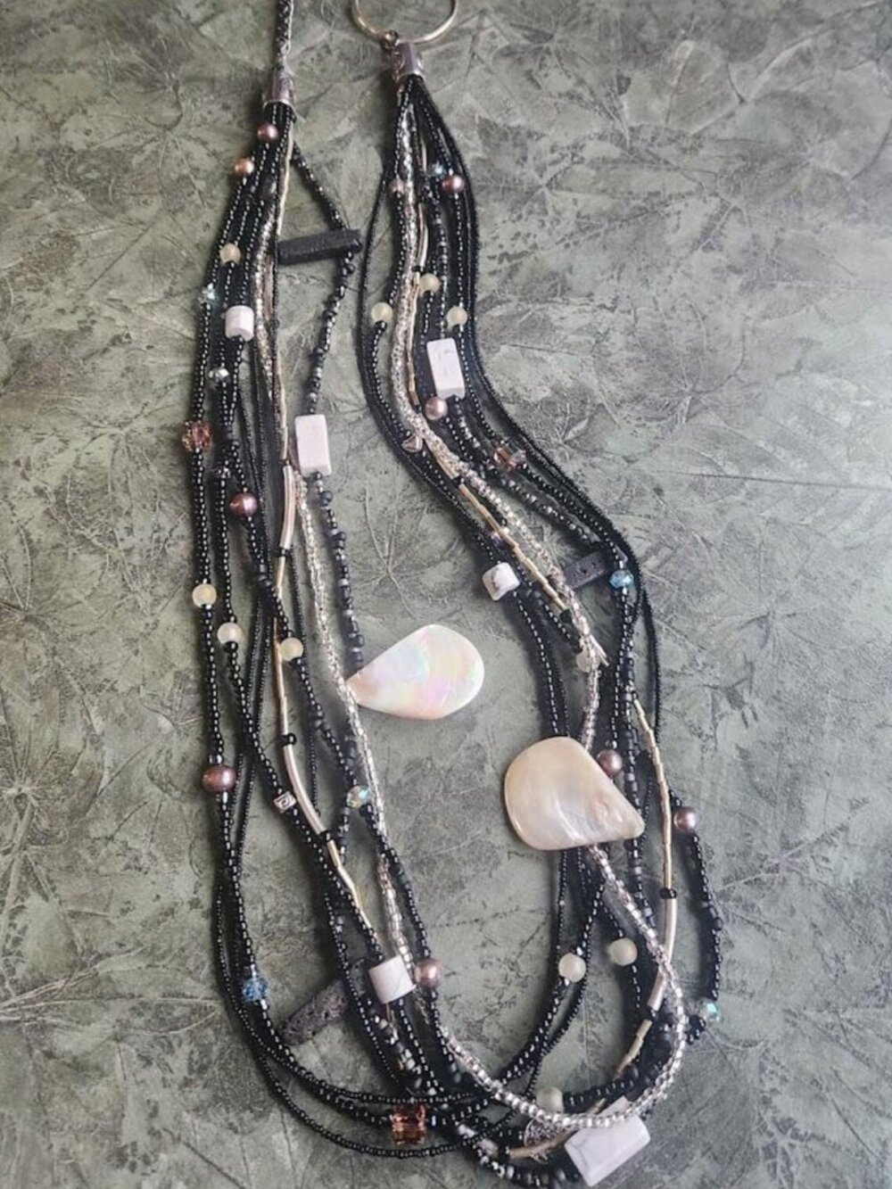 Midnight Cascade Necklace - 10 Strand - 35" long